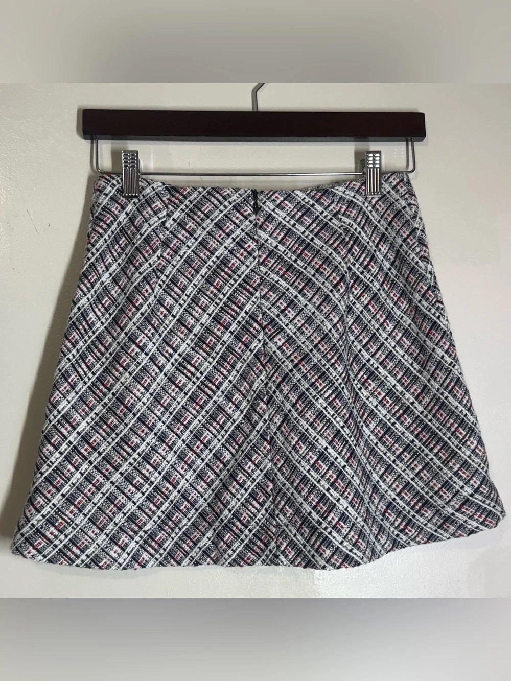 Zara Tweed Textured Weave Nautical Anchor Button High Waist Mini Skirt